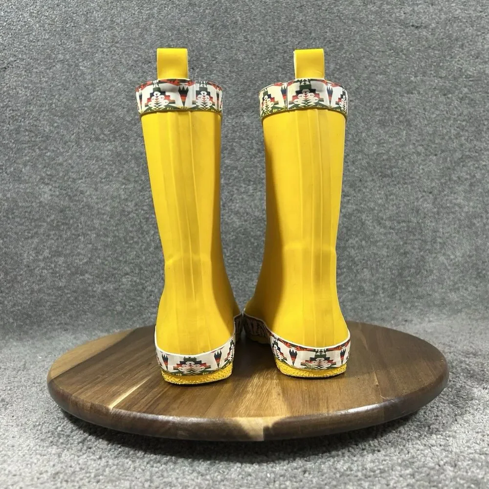 Pendleton Tucson Boys Size 13/1 Yellow Aztec Rubber Mid-Calf Rain Boots Used